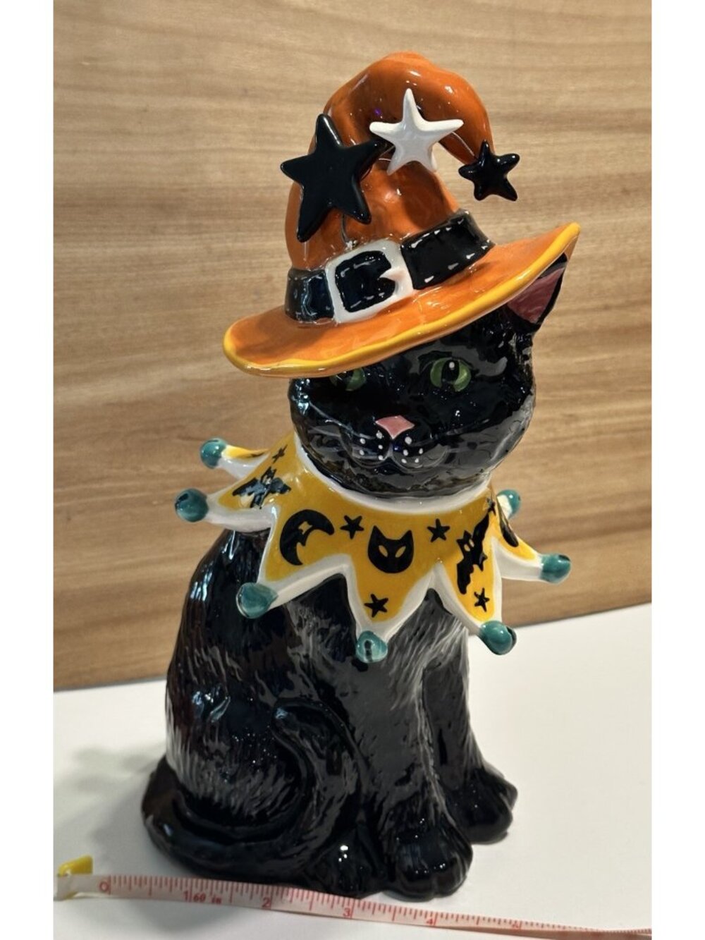 Blue Sky Clayworks Black CAT Kitten Orange Witch Hat Ceramic Halloween Figurine - Picture 7 of 9